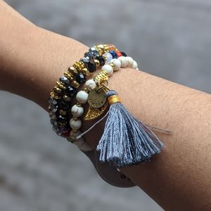 ANTHRO COCOBELLE Ojai 3 Strands Crystal Beaded Bracelets